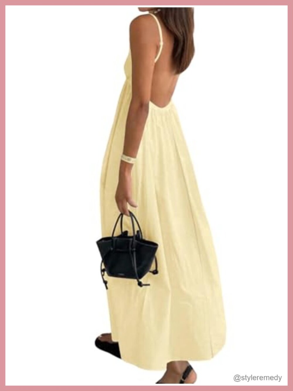 Women's V Neck Backless Spaghetti Strap Maxi Flowy Sundress